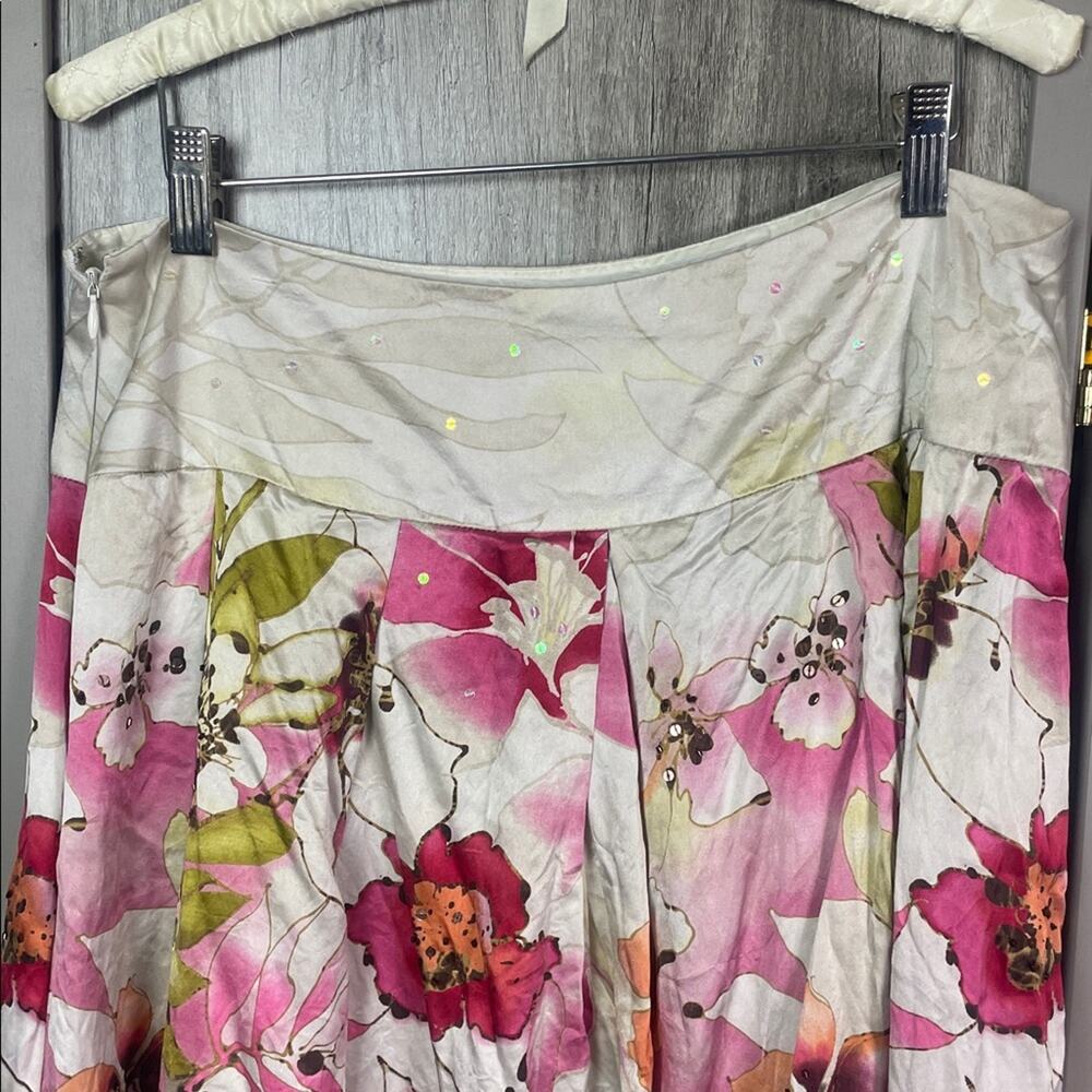 Adrianna Papell Sequin Floral A-Line Skirt Women's 12 - Picture 7 of 12